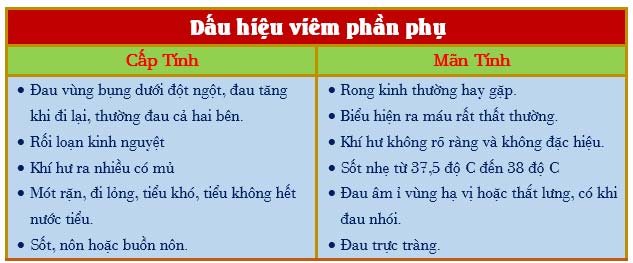 Triệu chứng, dấu hiệu viêm phần phụ biểu hiện như thế nào?